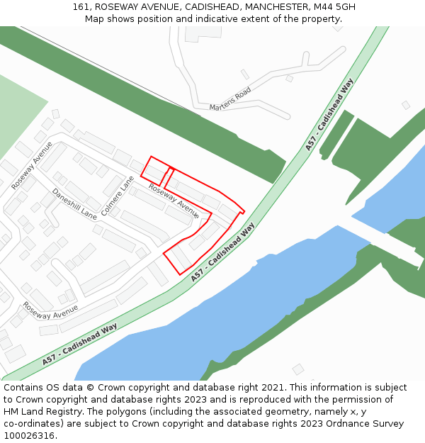 161, ROSEWAY AVENUE, CADISHEAD, MANCHESTER, M44 5GH: Location map and indicative extent of plot
