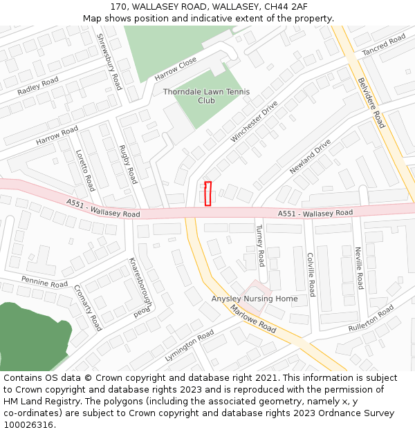170, WALLASEY ROAD, WALLASEY, CH44 2AF: Location map and indicative extent of plot