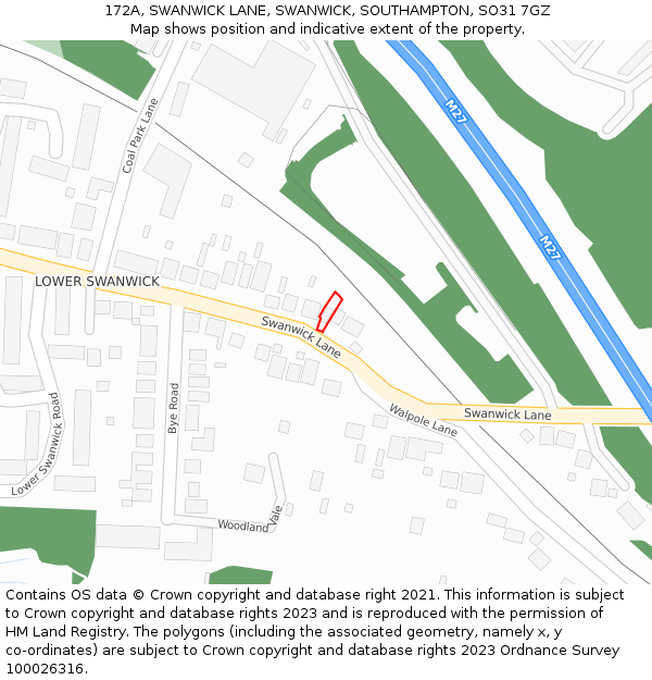172A, SWANWICK LANE, SWANWICK, SOUTHAMPTON, SO31 7GZ: Location map and indicative extent of plot