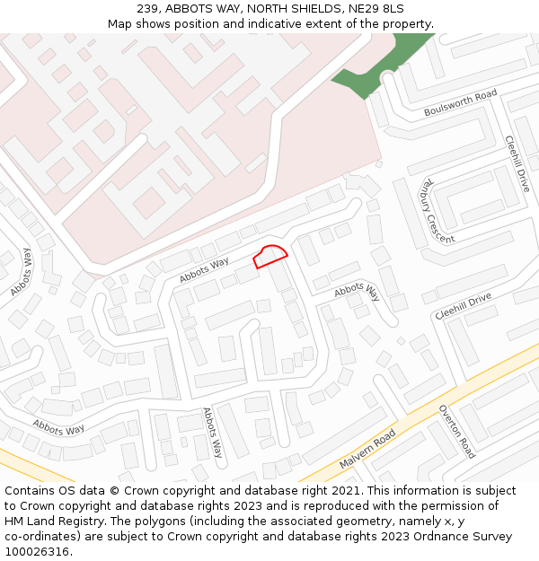 239, ABBOTS WAY, NORTH SHIELDS, NE29 8LS: Location map and indicative extent of plot