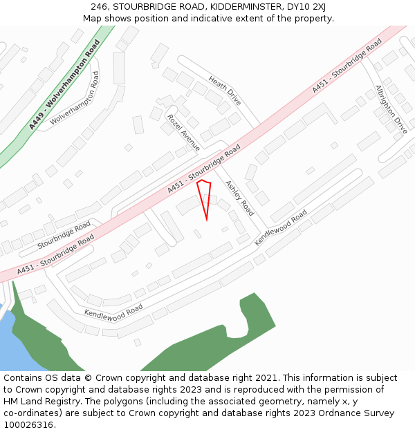 246, STOURBRIDGE ROAD, KIDDERMINSTER, DY10 2XJ: Location map and indicative extent of plot