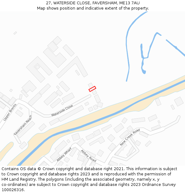 27, WATERSIDE CLOSE, FAVERSHAM, ME13 7AU: Location map and indicative extent of plot