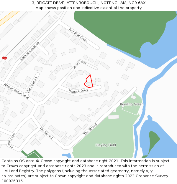 3, REIGATE DRIVE, ATTENBOROUGH, NOTTINGHAM, NG9 6AX: Location map and indicative extent of plot