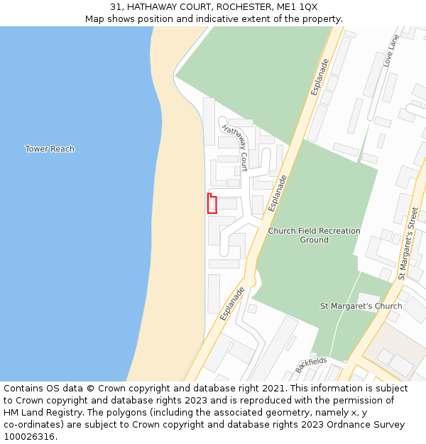 31, HATHAWAY COURT, ROCHESTER, ME1 1QX: Location map and indicative extent of plot