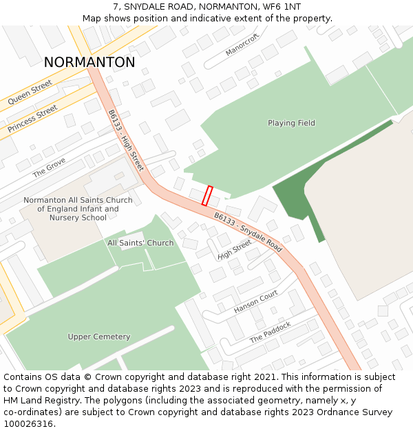 7, SNYDALE ROAD, NORMANTON, WF6 1NT: Location map and indicative extent of plot