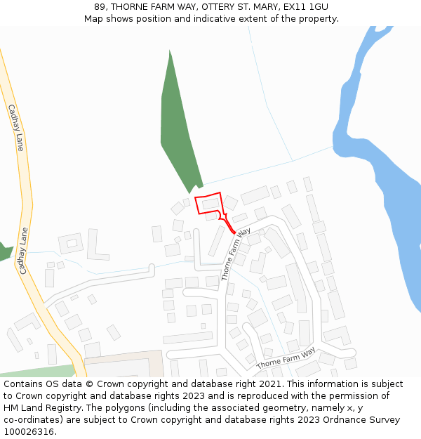 89, THORNE FARM WAY, OTTERY ST. MARY, EX11 1GU: Location map and indicative extent of plot