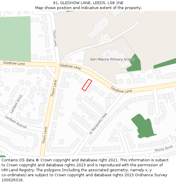 91, GLEDHOW LANE, LEEDS, LS8 1NE: Location map and indicative extent of plot
