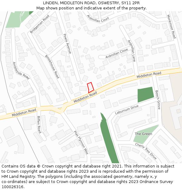 LINDEN, MIDDLETON ROAD, OSWESTRY, SY11 2PR: Location map and indicative extent of plot
