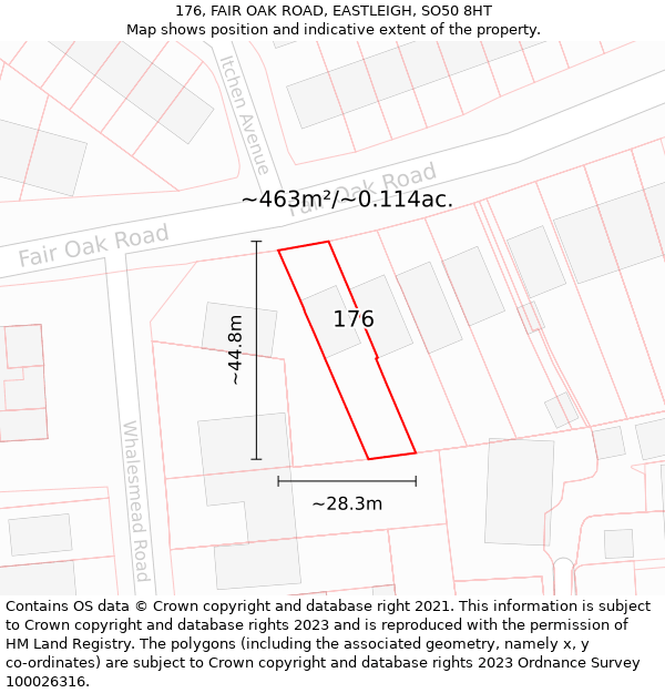 176, FAIR OAK ROAD, EASTLEIGH, SO50 8HT: Plot and title map