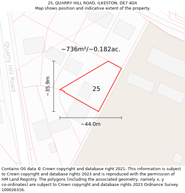 25, QUARRY HILL ROAD, ILKESTON, DE7 4DA: Plot and title map