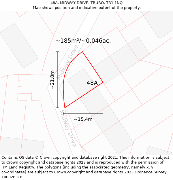 48A, MIDWAY DRIVE, TRURO, TR1 1NQ: Plot and title map