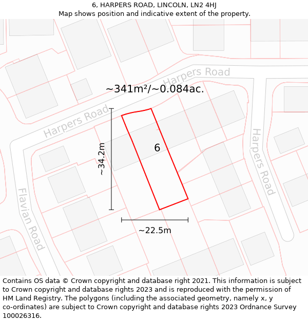 6, HARPERS ROAD, LINCOLN, LN2 4HJ: Plot and title map