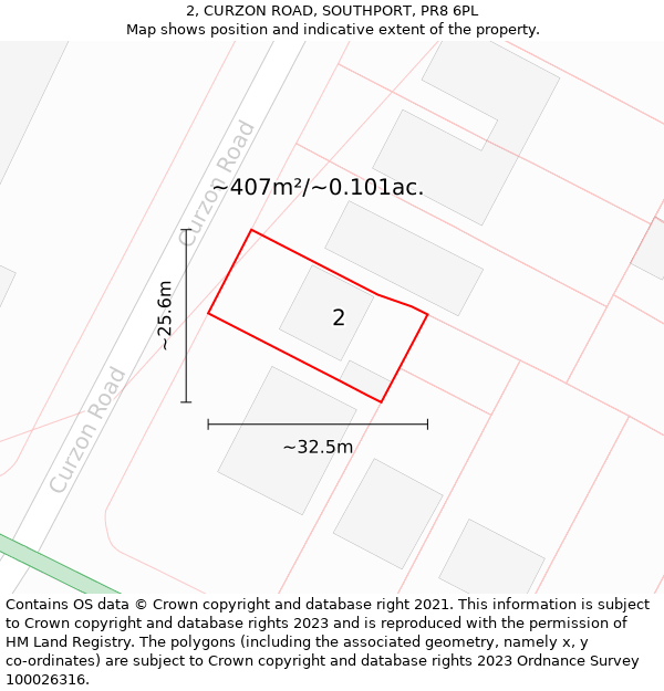 2, CURZON ROAD, SOUTHPORT, PR8 6PL: Plot and title map