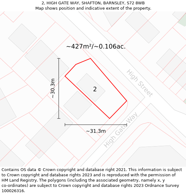2, HIGH GATE WAY, SHAFTON, BARNSLEY, S72 8WB: Plot and title map