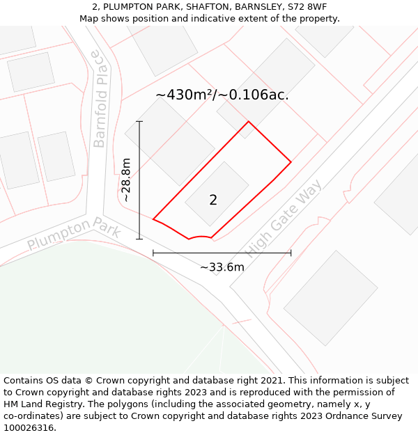 2, PLUMPTON PARK, SHAFTON, BARNSLEY, S72 8WF: Plot and title map