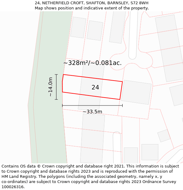 24, NETHERFIELD CROFT, SHAFTON, BARNSLEY, S72 8WH: Plot and title map