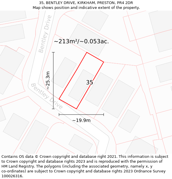 35, BENTLEY DRIVE, KIRKHAM, PRESTON, PR4 2DR: Plot and title map