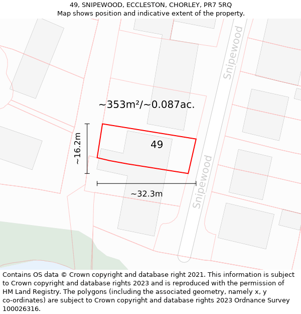 49, SNIPEWOOD, ECCLESTON, CHORLEY, PR7 5RQ: Plot and title map