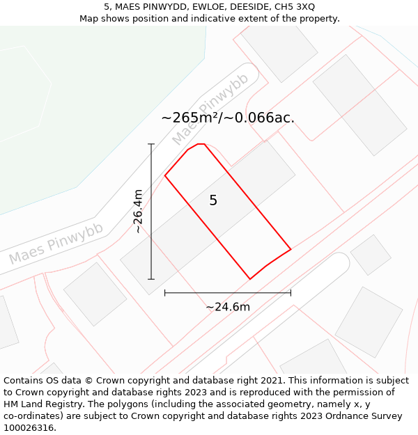 5, MAES PINWYDD, EWLOE, DEESIDE, CH5 3XQ: Plot and title map