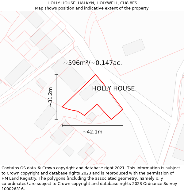 HOLLY HOUSE, HALKYN, HOLYWELL, CH8 8ES: Plot and title map