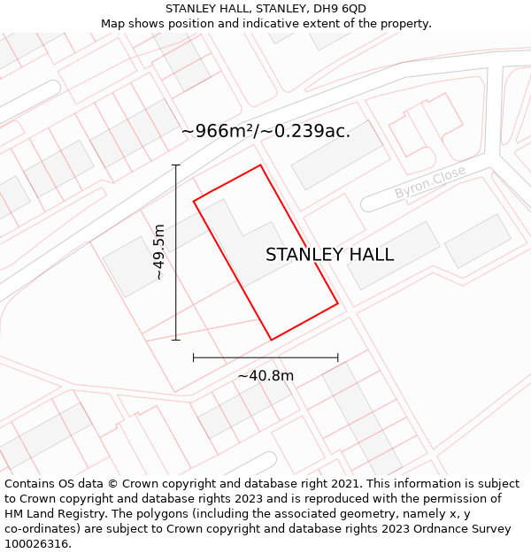 STANLEY HALL, STANLEY, DH9 6QD: Plot and title map