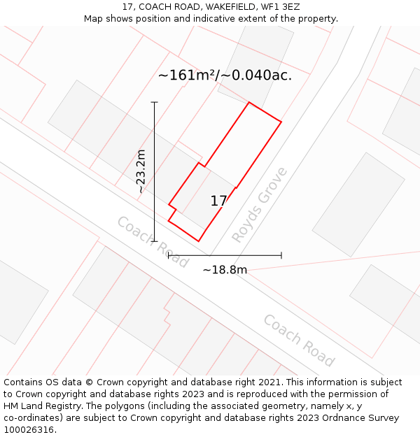 17, COACH ROAD, WAKEFIELD, WF1 3EZ: Plot and title map