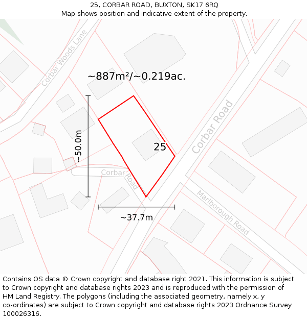 25, CORBAR ROAD, BUXTON, SK17 6RQ: Plot and title map