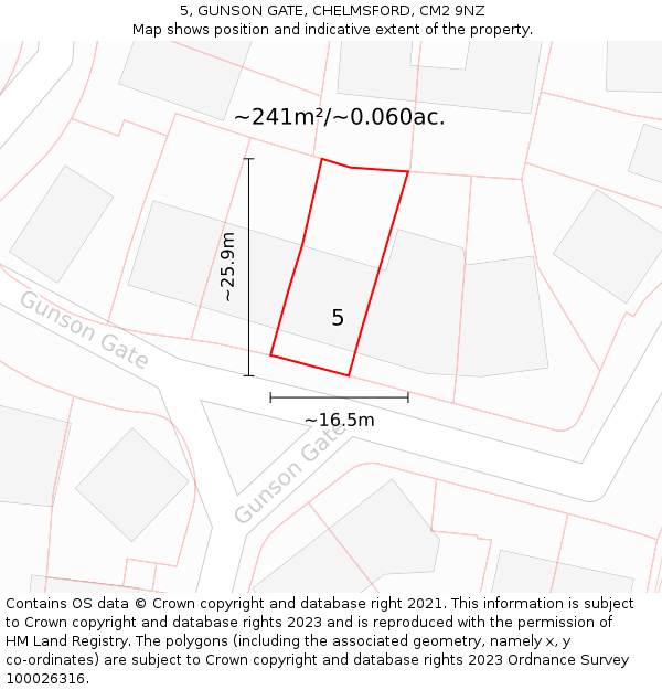 5, GUNSON GATE, CHELMSFORD, CM2 9NZ: Plot and title map