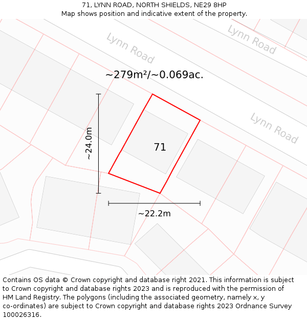 71, LYNN ROAD, NORTH SHIELDS, NE29 8HP: Plot and title map