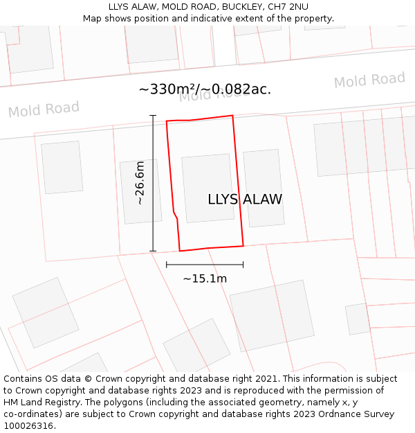 LLYS ALAW, MOLD ROAD, BUCKLEY, CH7 2NU: Plot and title map