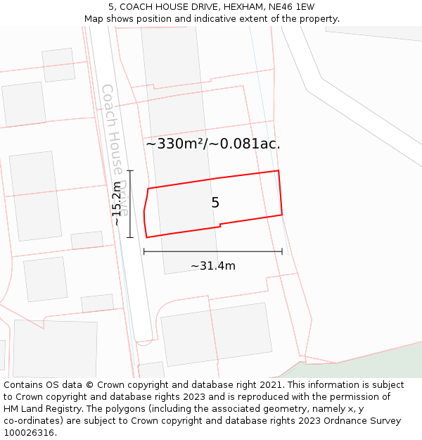 5, COACH HOUSE DRIVE, HEXHAM, NE46 1EW: Plot and title map