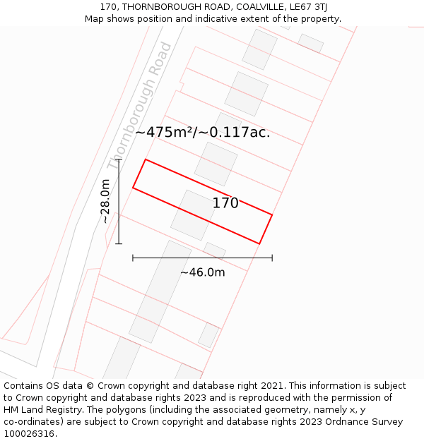 170, THORNBOROUGH ROAD, COALVILLE, LE67 3TJ: Plot and title map
