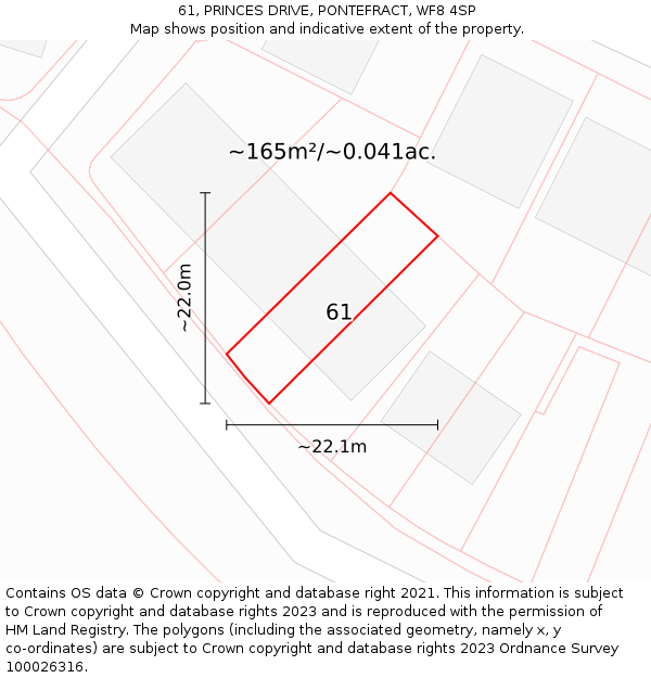 61, PRINCES DRIVE, PONTEFRACT, WF8 4SP: Plot and title map