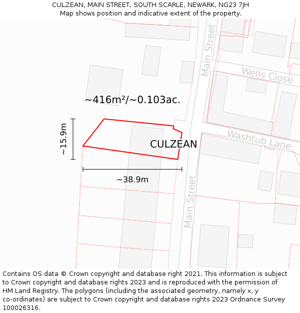 CULZEAN, MAIN STREET, SOUTH SCARLE, NEWARK, NG23 7JH: Plot and title map