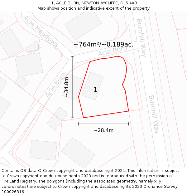 1, ACLE BURN, NEWTON AYCLIFFE, DL5 4XB: Plot and title map