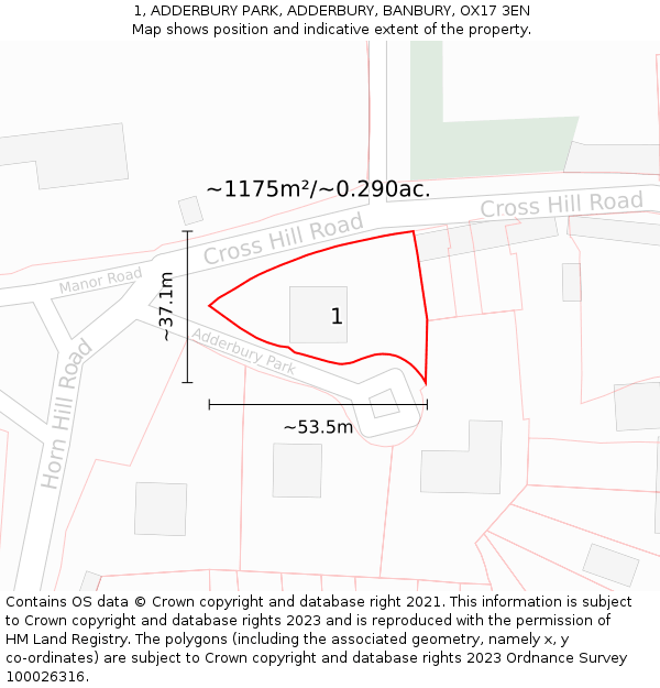 1, ADDERBURY PARK, ADDERBURY, BANBURY, OX17 3EN: Plot and title map