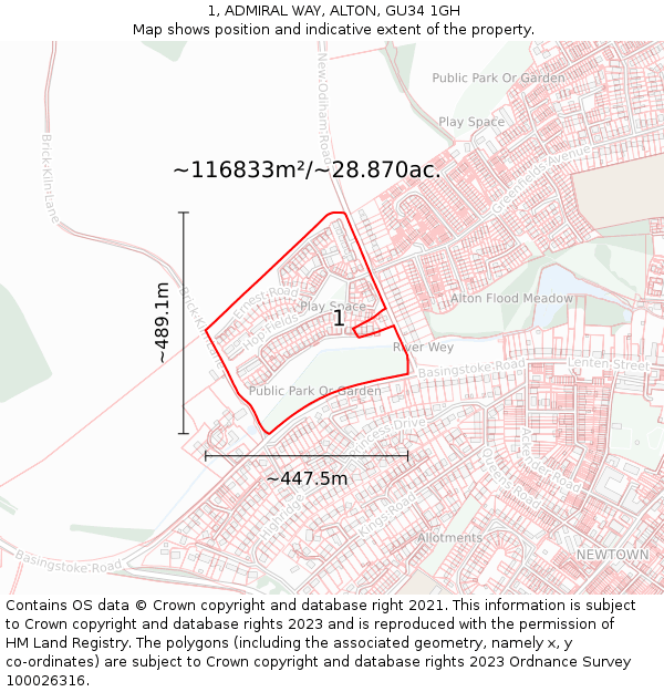 1, ADMIRAL WAY, ALTON, GU34 1GH: Plot and title map