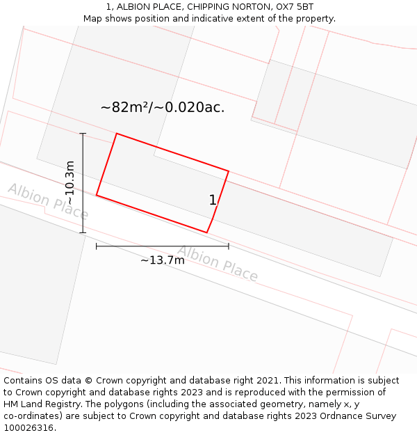 1, ALBION PLACE, CHIPPING NORTON, OX7 5BT: Plot and title map