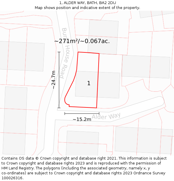 1, ALDER WAY, BATH, BA2 2DU: Plot and title map