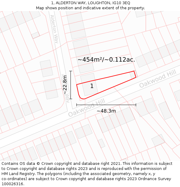 1, ALDERTON WAY, LOUGHTON, IG10 3EQ: Plot and title map