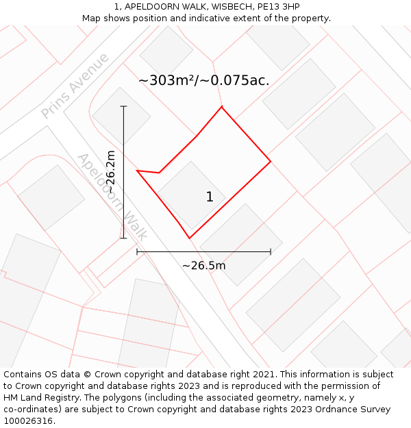 1, APELDOORN WALK, WISBECH, PE13 3HP: Plot and title map