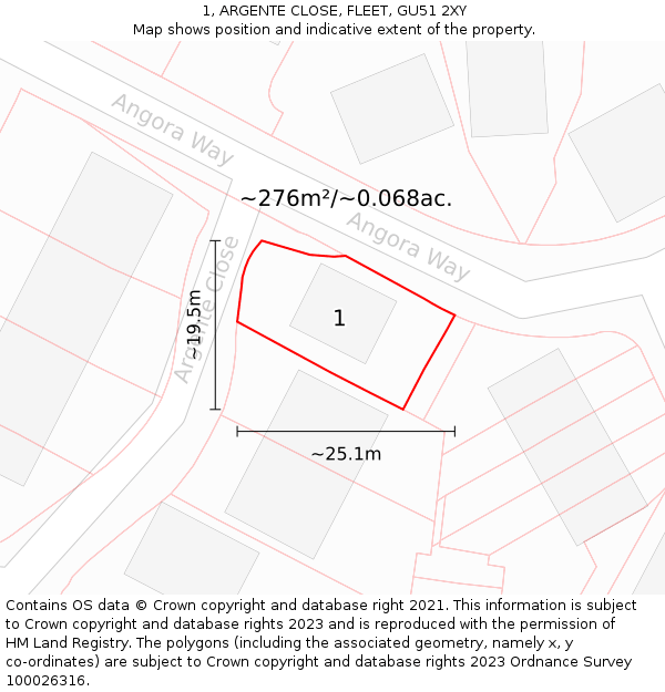 1, ARGENTE CLOSE, FLEET, GU51 2XY: Plot and title map