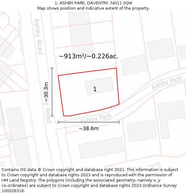 1, ASHBY PARK, DAVENTRY, NN11 0QW: Plot and title map