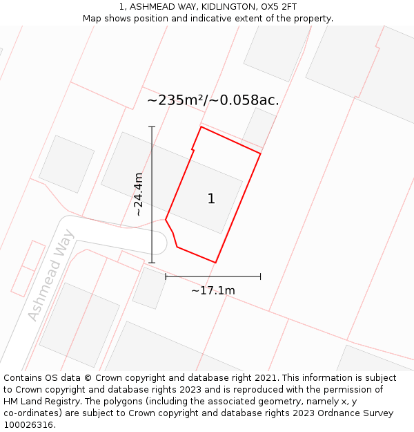 1, ASHMEAD WAY, KIDLINGTON, OX5 2FT: Plot and title map