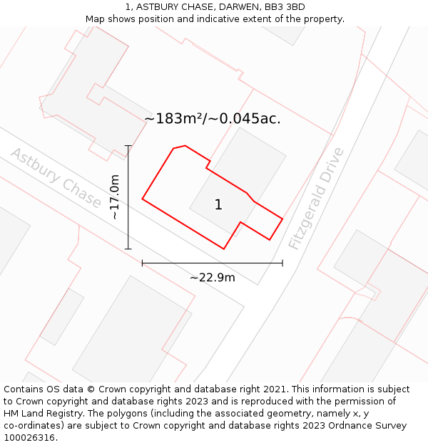 1, ASTBURY CHASE, DARWEN, BB3 3BD: Plot and title map