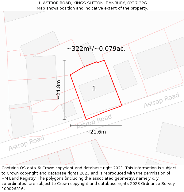 1, ASTROP ROAD, KINGS SUTTON, BANBURY, OX17 3PG: Plot and title map