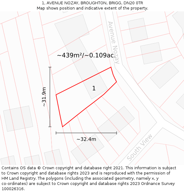 1, AVENUE NOZAY, BROUGHTON, BRIGG, DN20 0TR: Plot and title map