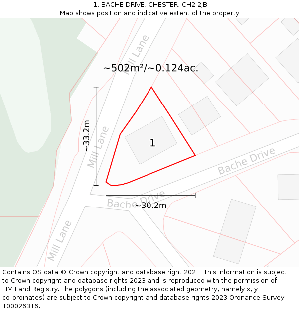 1, BACHE DRIVE, CHESTER, CH2 2JB: Plot and title map