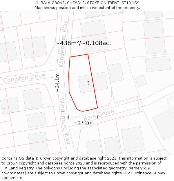 1, BALA GROVE, CHEADLE, STOKE-ON-TRENT, ST10 1SY: Plot and title map