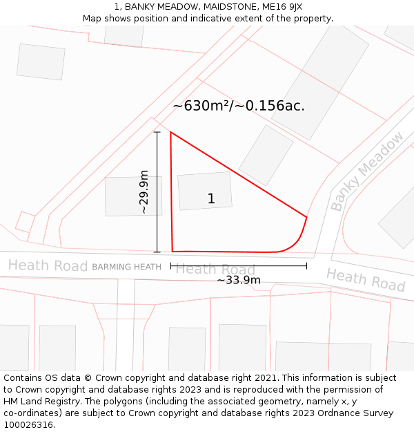 1, BANKY MEADOW, MAIDSTONE, ME16 9JX: Plot and title map